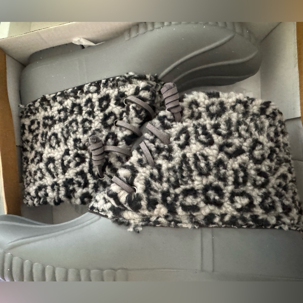 Gray and Leopard Print Boots